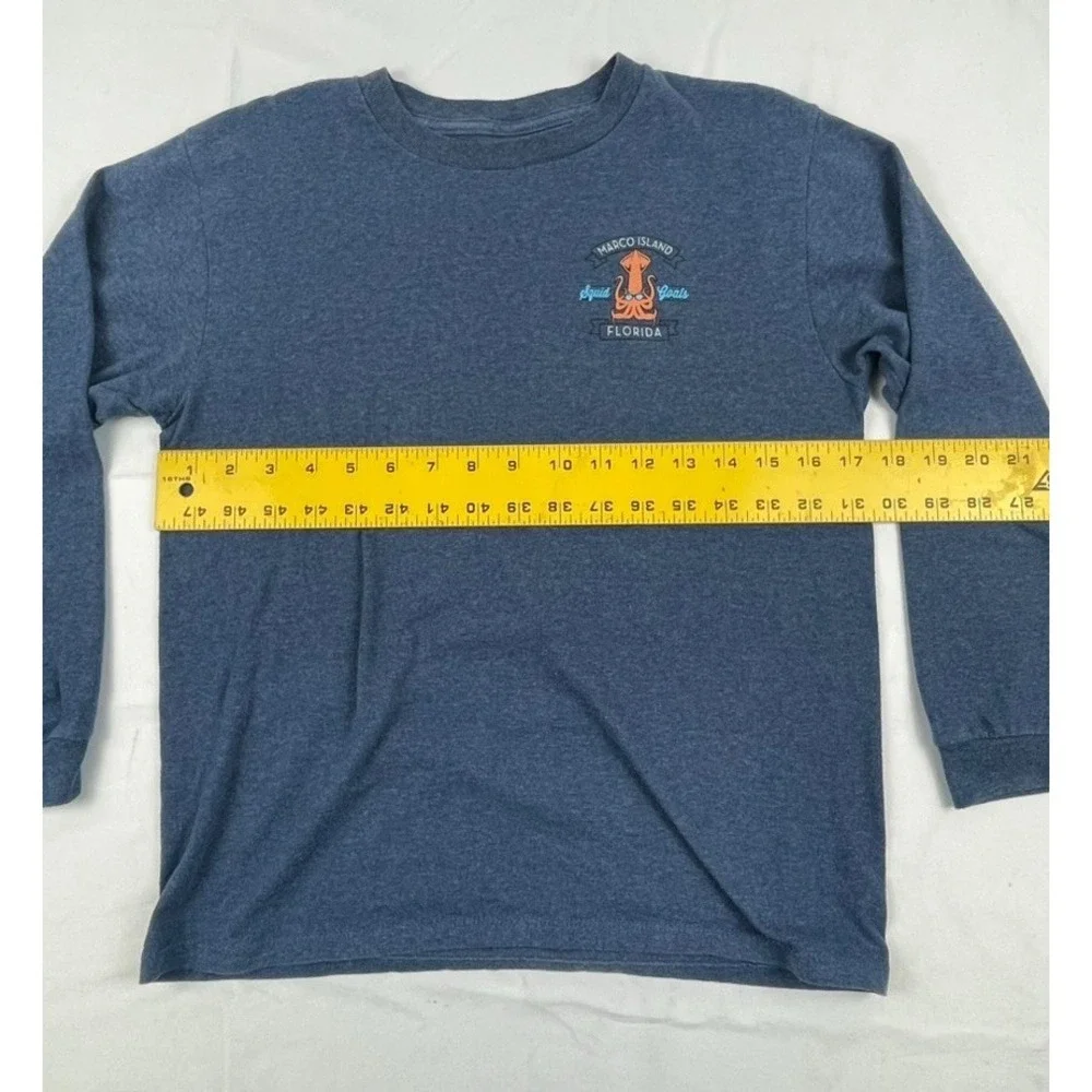 MARCO ISLAND FLORIDA SQUID GOALS LONG SLEEVE GRAPHIC T SHIRT BLUE ADULT MEDIUM